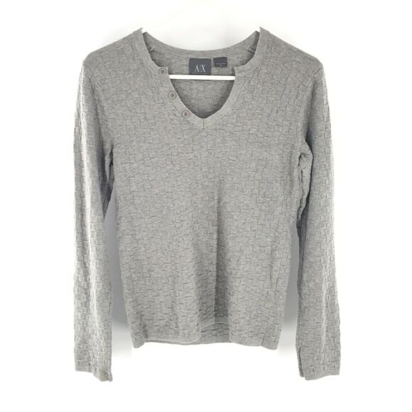 Armani Exchange Basket Weave Sweater Size Extra Small Light Gray Woven XS - Picture 1 of 7